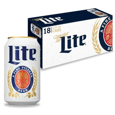 Miller Lite American Light Lager  Beer, 18 Pack, 12 fl oz Aluminum Cans, 4.2% ABV