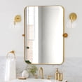 thumbnail image 5 of MAYEERTY 32"x24" Bathroom Mirror for Wall,Gold Framed Rectangle Mirror with Rounded Corner, 5 of 9