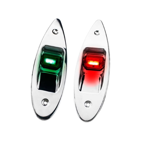 MARINE CITY 12V Flush Mount LED Navigation Lights - Red & Green, Stainless Steel, Waterproof for Boats, Yachts Pack of 2