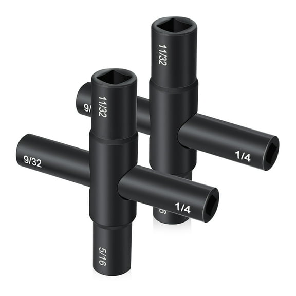 2x 4 Way Sillcock Key Heavy Duty Water Key Steel Water Key for Valves Faucet Spigots Hose Bib 1/4" 9/32" 5/16" 11/32"