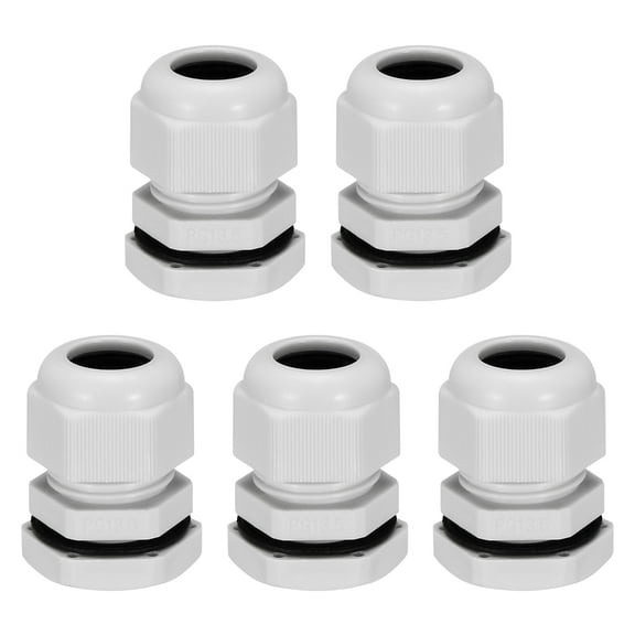 5Pcs PG13.5 Cable Gland Waterproof Joint Adjustable White for 6mm-11mm Dia Wire
