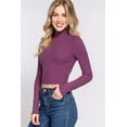 thumbnail image 2 of J. METHOD Women's Turtle Neck Crop Top Long Sleeve Ribbed Knit Casual Basic Cropped T Shirts, 2 of 4