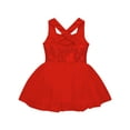 thumbnail image 4 of Aislor Kids Girls Sparkly Sequin Sleeveless Leotard Dance Dress Crisscross Back Mesh Skirt 6-16 Red 6, 4 of 7