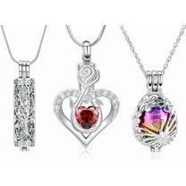 3 Pack Urn Necklace for Her Hear / Teardrop / Cylinder Cremation Necklace for Ashes Of Loved Ones Family Keepsake Urn for Women Cremation Memorial Gifts