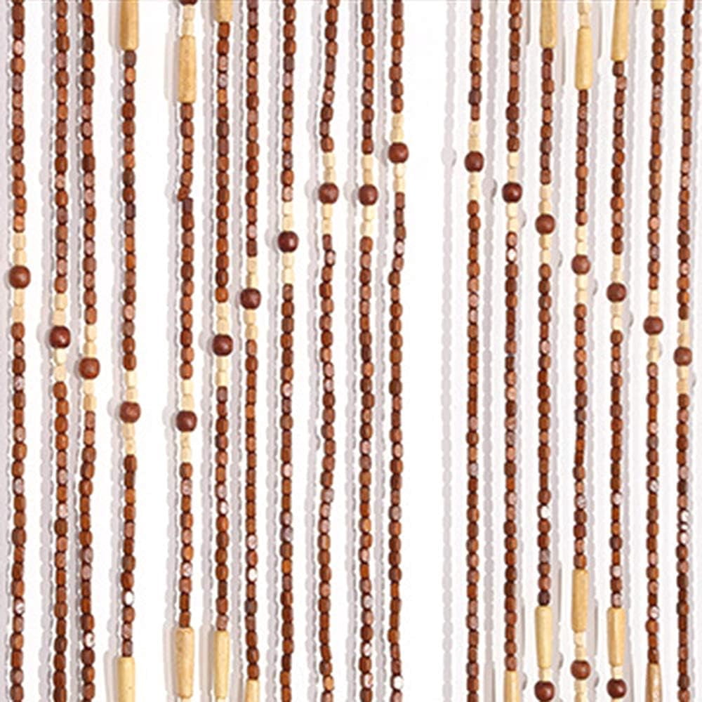 Miumaeov 35.4 * 68.9inch 32 Strands Wooden Bead Curtain,32 Lines Porch Door Fly Screen Decor Brown Curtain Bamboo Wood