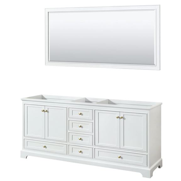 Wyndham Collection Deborah 80" No Sink Wood Double Bathroom Vanity in White/Gold