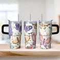 thumbnail image 2 of Butterfly 20oz Stainless Steel Tumbler with Handle and Straw – Insulated Travel Cup with Sliding Lid, 360° Full Wrap Printed Mug for Home, Outdoor & Sports Use, Spring, 2 of 6