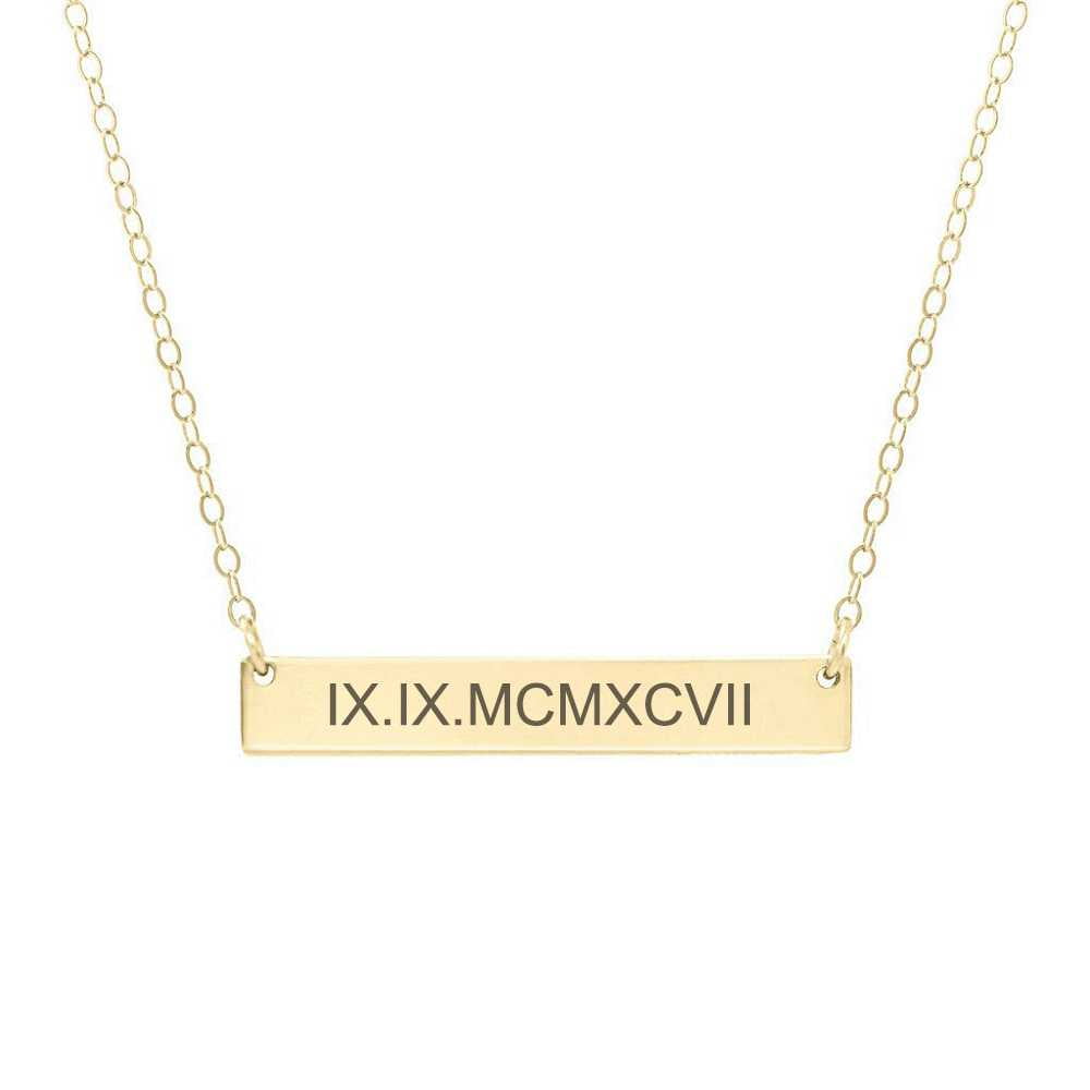 Anavia Personalized Gold Name Necklace Roman Numerals Custom Gift for Mom Birthday Day Women's Birthday Engravable Bar Necklace with Free Jewelry Box Ships Next Day! [Gold]