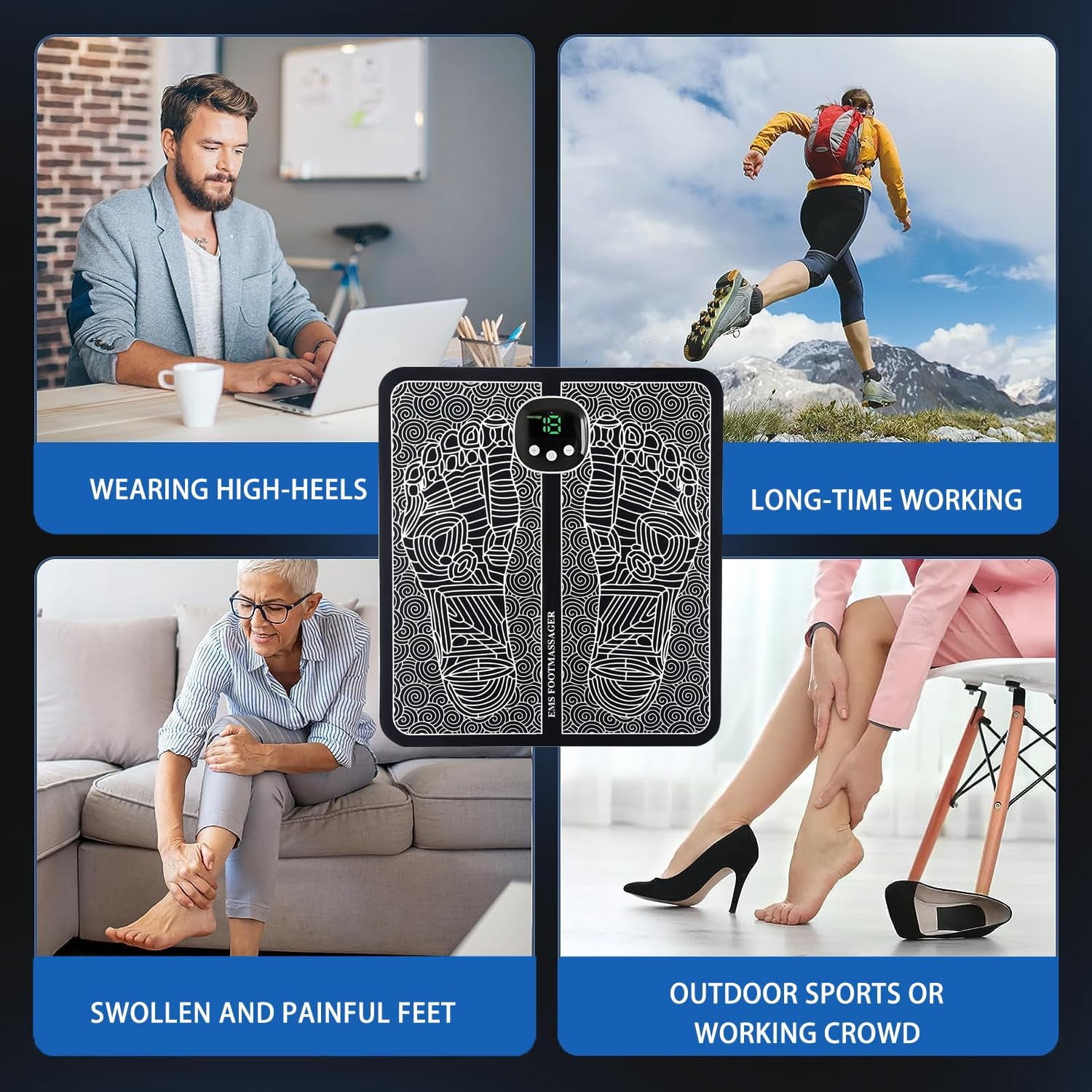 Foot Massager Pad for Plantar, Muscle Relaxation, Foldable Legs & Feet Massager Pad