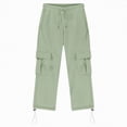thumbnail image 7 of TAmten Boy Pants Size 7-8 Boys Baggy Cargo Sweatpants Straight Wide Leg Open Bottom Drawstring Elastic Waist Workout Athletic Joggers Sweat Pants(Green,13-14 Years), 7 of 7