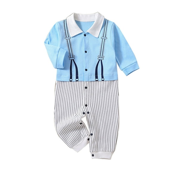 Zwiiyzr Infant Baby Boys One Piece Outfit College Style Fall Gentle Style Romper British Indoor And Outdoor Jumpsuit Blue