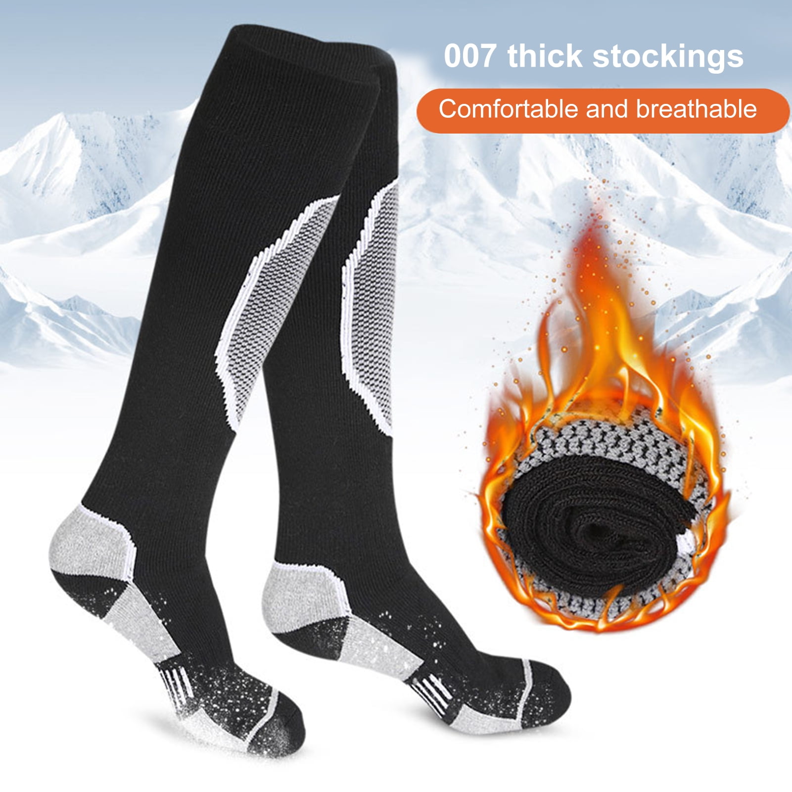 Merino Wool Ski Socks, Thermal Knee High Warm Socks for Snowboarding