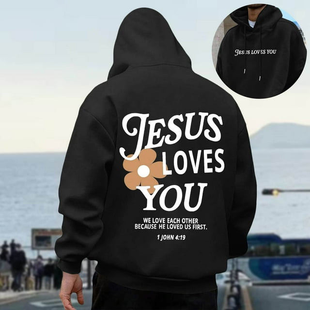 MHFRRA Sudadera con Capucha para Hombre, Suave, Cómoda, de Manga Larga, Informal, con Cordón Ajustable para Actividades Al Aire Libre y Uso Diario Negro