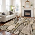 thumbnail image 2 of Area Rug for Living Room, Brown Stone Wall Non-Slip Indoor Large Carpet for Bedroom/Dining Room, Vintage Country Rocks Brick Pattern Washable Low-Profile Rectangle Floor Runner Rugs - 5 x 8 Ft, 2 of 8