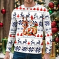 thumbnail image 2 of Chandail à Capuche Sans Capuche pour Hommes Hiver Chaud Col Rond Chandail Imprimé Flocon de Neige Père Noël Décontracté Confortable Doux, 2 of 4