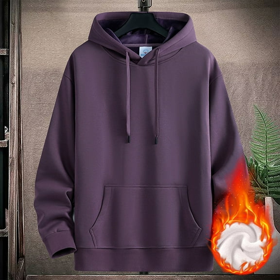 lmcalzta Mens Fleece Hoodies Cotton Heavyweight Sweatshirts with Pockets Warm Thick Cold Weather Fall Winter(M-5xl)