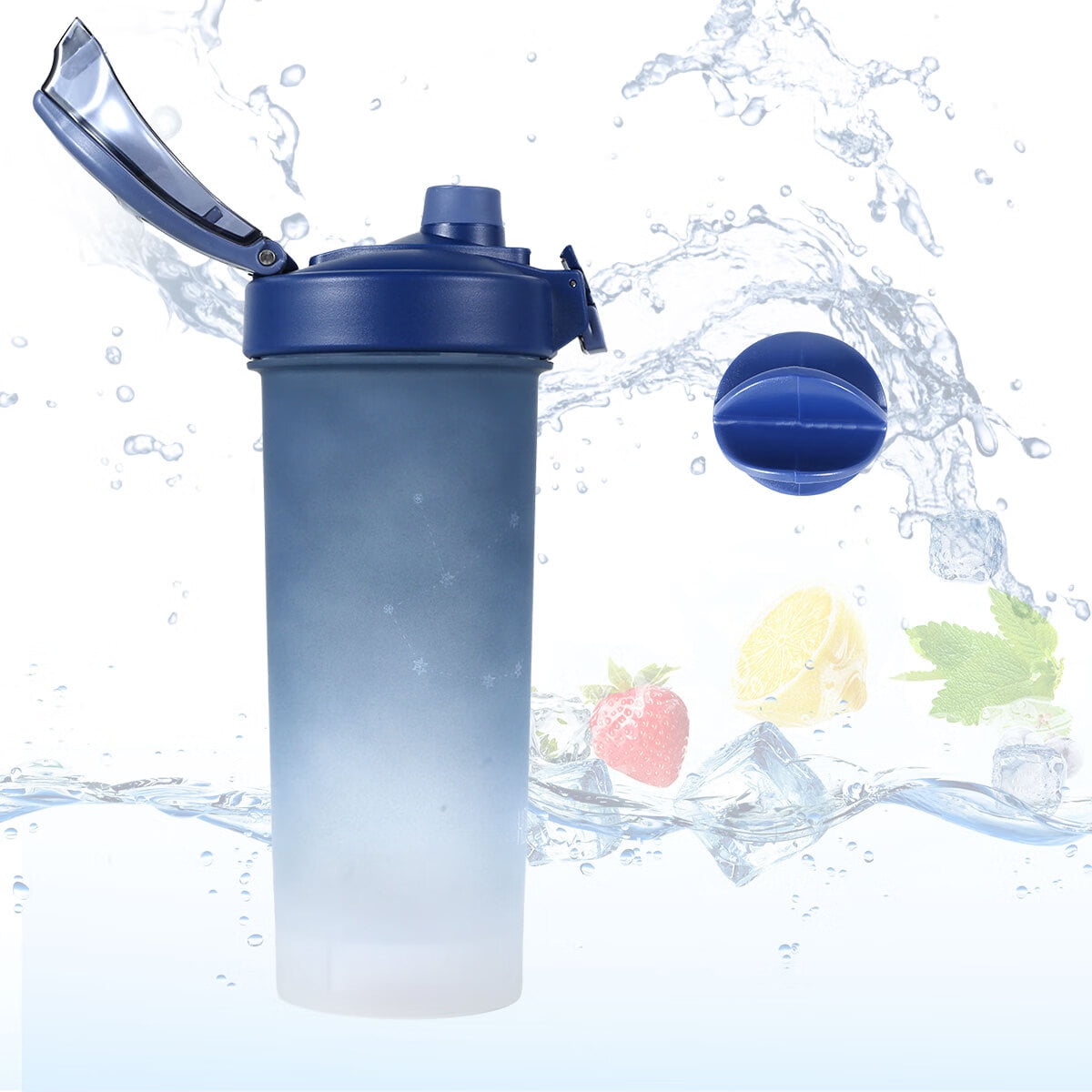 MTFun 800ml Shaker Bottle Plastic and Silicone Shaker Cup with