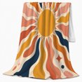 thumbnail image 2 of Golden Sun with Retro Wavy Rays, Energetic Modern Style for Sun Lovers, Warm Boho Solar Pattern and Birthday Gift, Cozy Flannel Blanket for Bedroom and Living Room, Home Decor, 2 of 9