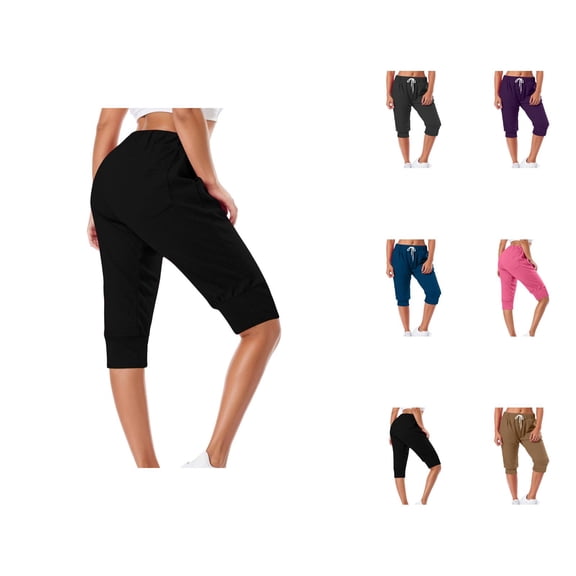 Capri Joggers Womens Spring Summer Lightweight Elastic Waist Capri Sweatpants with Pockets Womens Capris