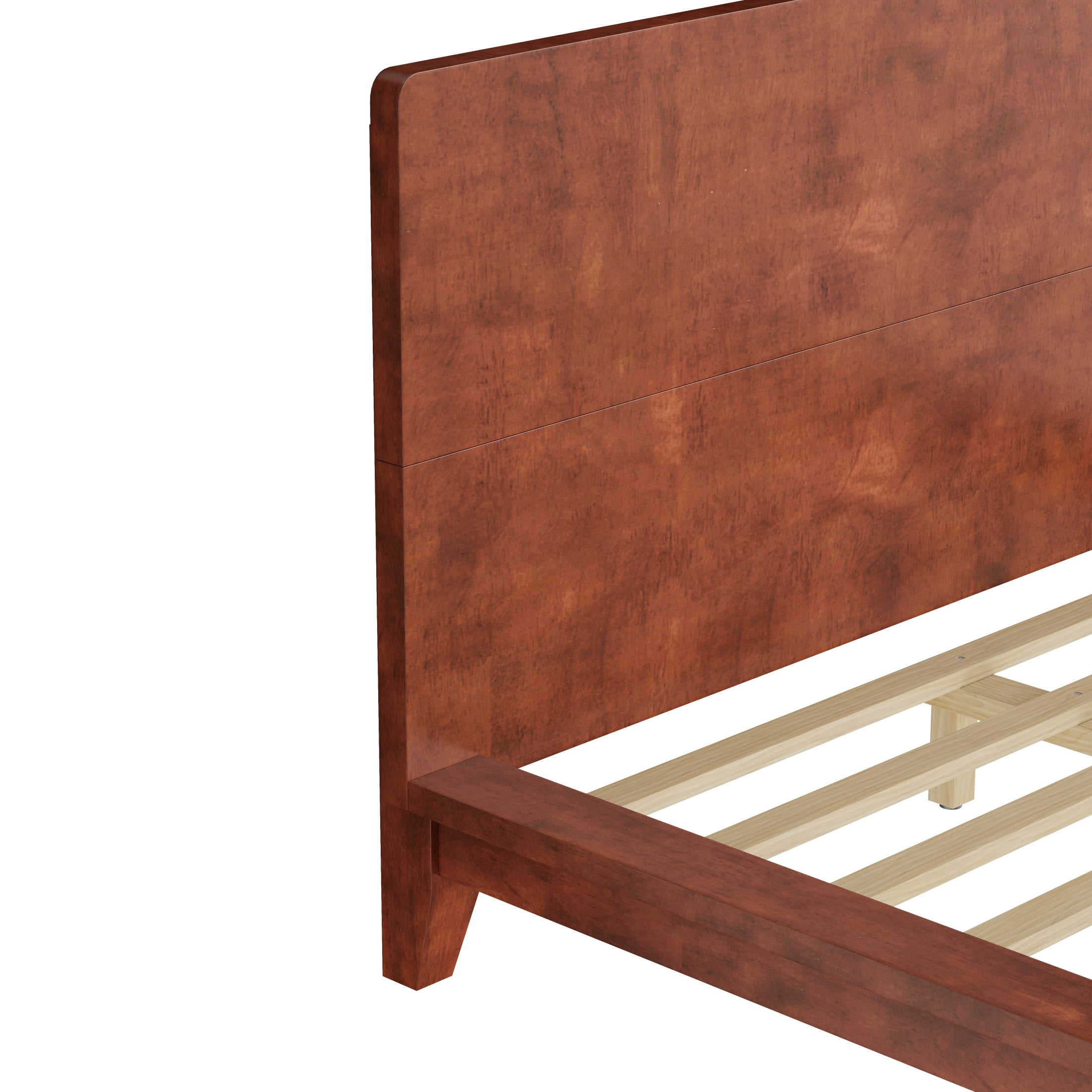 Noble House Hazel Queen Size Pine Wood Platform Bed Frame with Legs and Headboard, Mid-Century Modern Design, Brown