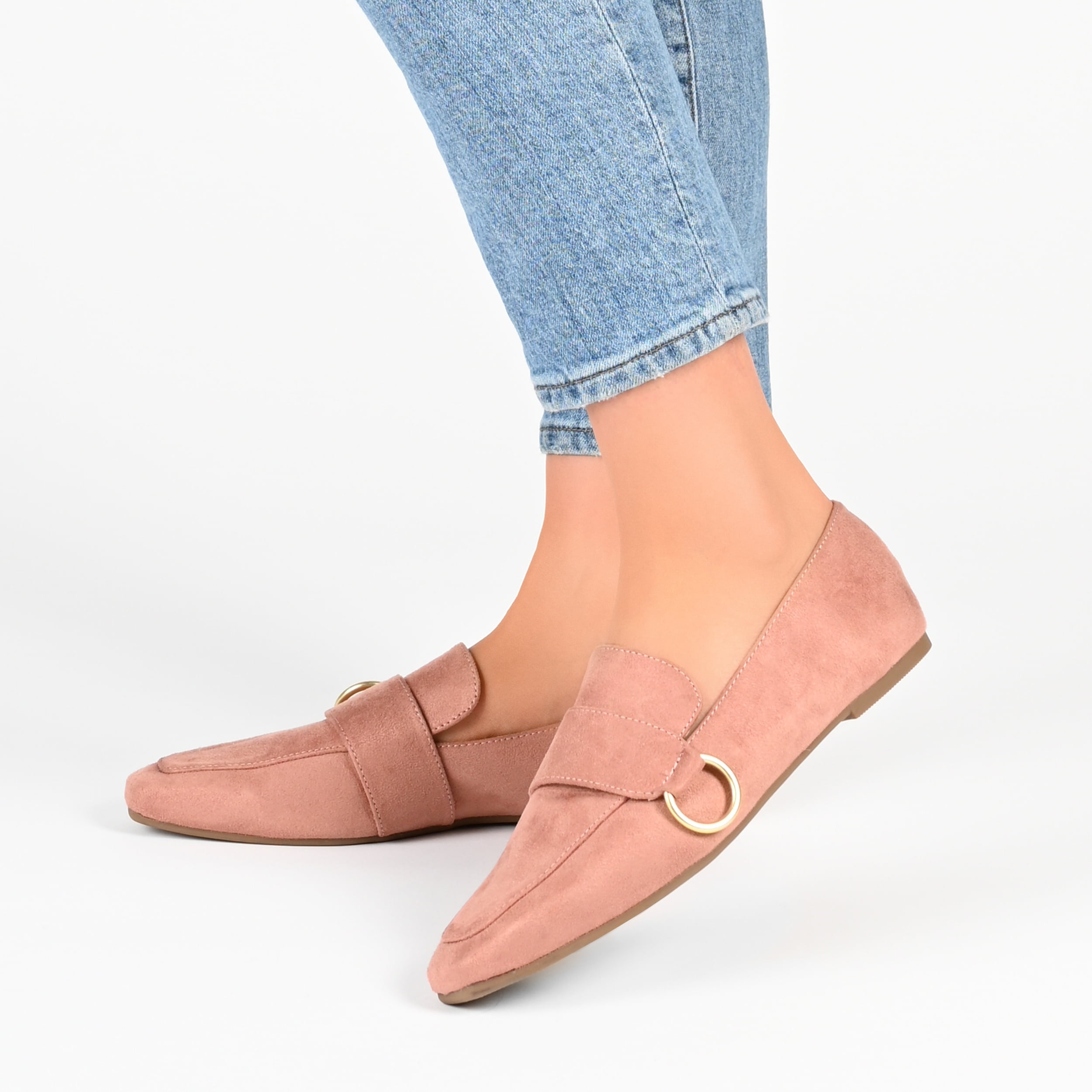 Journee Womens Benntly Slip On Square Toe Loafer Flats