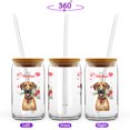 thumbnail image 2 of Happy Valentine's Day Rhodesian Ridgeback holding flowers 16oz Glass Cup Mug Ridgebacks Dog Lover Gifts Glass Can with Bamboo Lid and Straw - 3005, 2 of 5