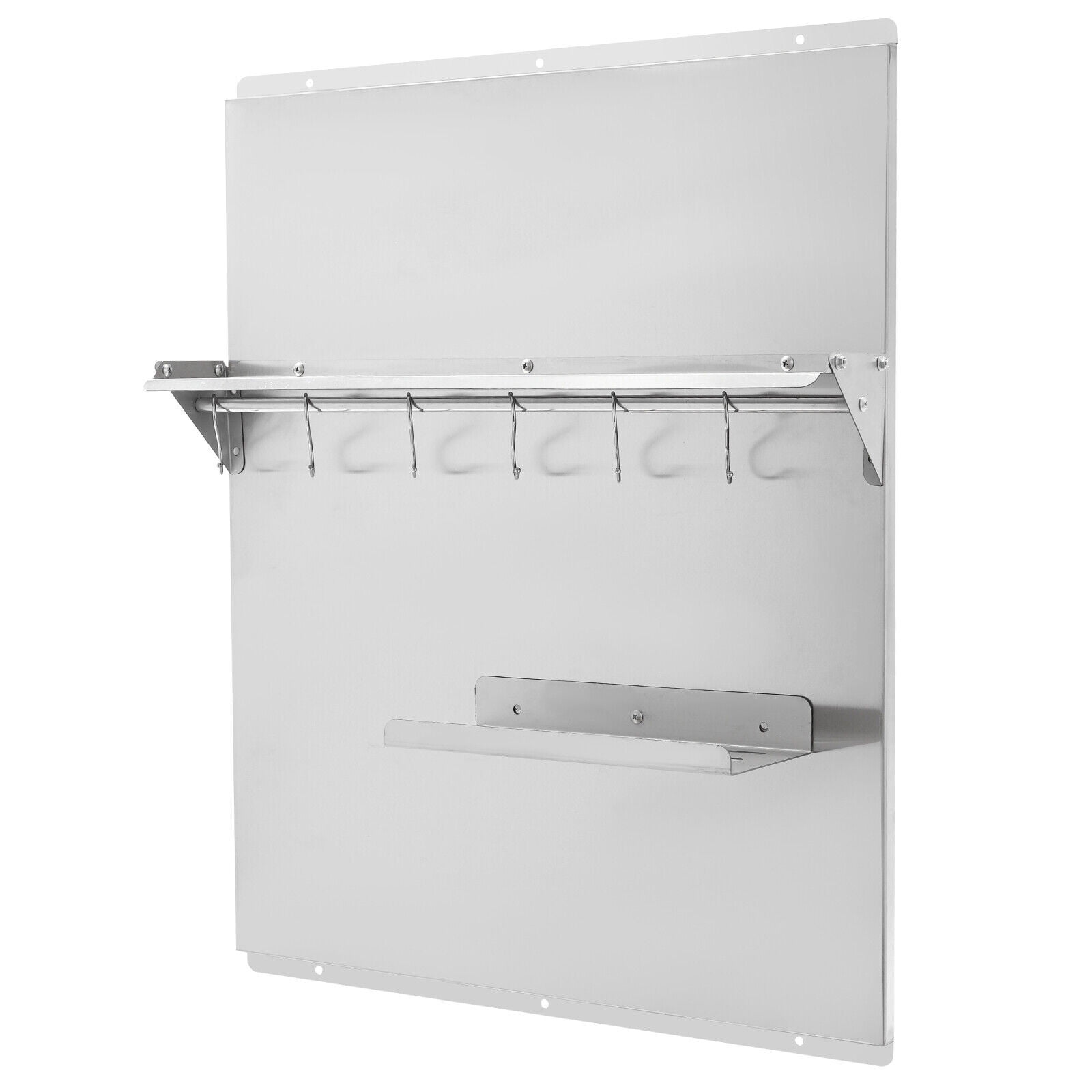 Stainless Steel Range Backsplash with Shelf & Hooks, 24 X 30 Inch Wall Mounted Stove Splatter Guard, Heat Resistant Kitchen Backsplash Panel with Knife Rack
