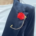 thumbnail image 3 of Fashion Men Rose Flower Lapel Stick Brooch Pin Satin Tassel Chain Dangling Handmade Boutonniere Pins for Suit Collar Men’s Wedding Groom Groomsman Floral Tuxedo Corsage Accessory Husband Father, 3 of 12