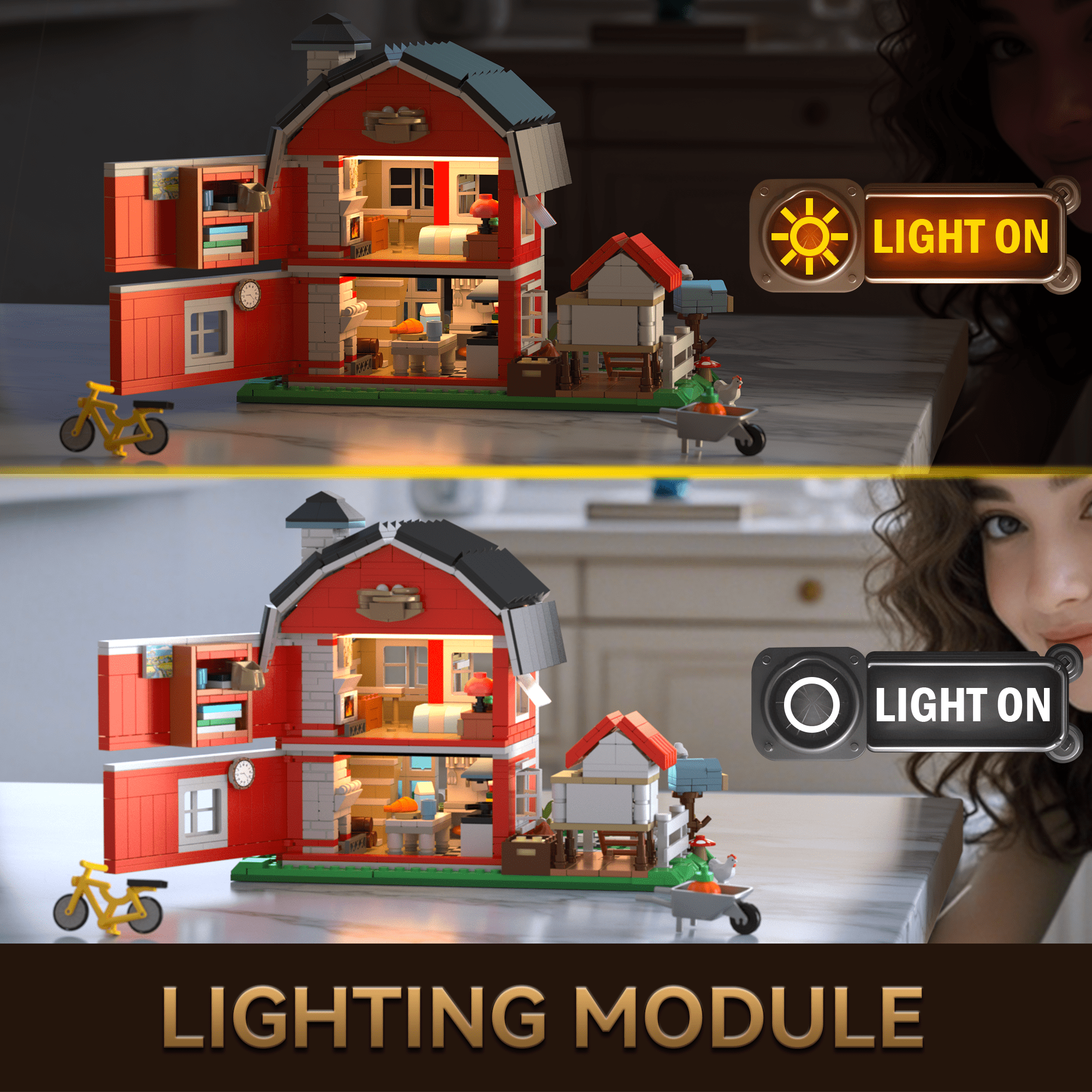 YOUEEFY Creative Building Block Model Kit - Ranch Cottage, DIY Assembly for Adults & Teens