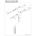 thumbnail image 6 of Kingston Brass KS2113PL Kingston Double-Handle 2-Hole Wall Mount Bathroom Faucet in Antique Brass, 6 of 8