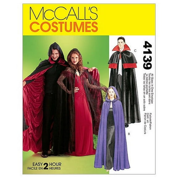 McCall s Costumes M4139 Vampire Cape Costume Sewing Pattern S M L XL