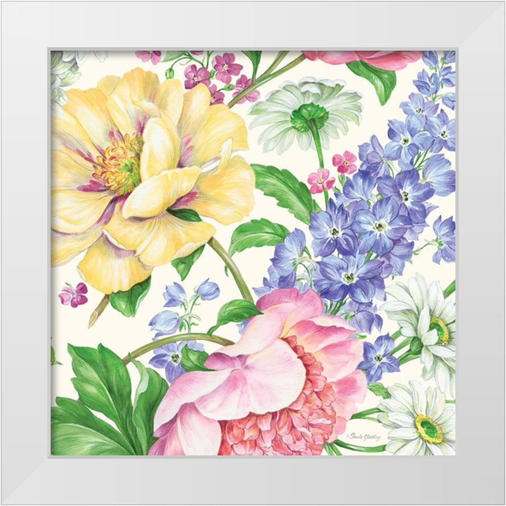 Gladding Pamela 15x15 White Modern Wood Framed Museum Art Print Titled - Garden Bouquet I