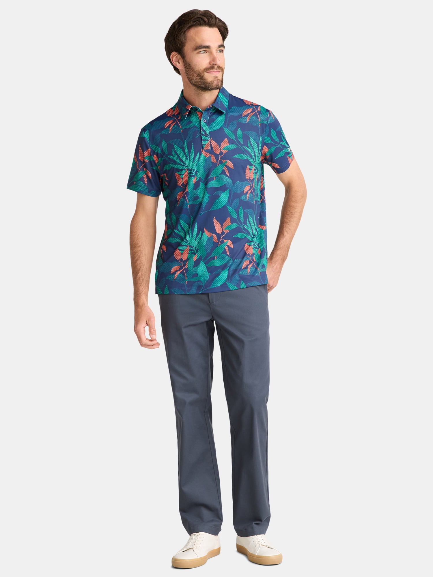Birdie Bound Men's and Big Men's Novelty Print Golf Polo Shirt, Sizes S-5XL