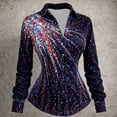 thumbnail image 2 of IWRICH Plus Size Patriotic Shirts for Women USA Flag 4th of July Outfits Button down Long Sleeve Tops Casual V Neck Tunic Blouses 02-Black S, 2 of 3