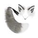 thumbnail image 3 of Conjunto de diadema con orejas y cola de animal para Halloween, fiestas de disfraces y carnaval. Gris blanco, 3 of 9