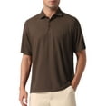 thumbnail image 1 of CAMISETAS POLO DE MALLA DE TEXTURA SÓLIDA PARA HOMBRES CHIC DE VERANO, MANGA CORTA, L, COLOR MARRÓN OSCURO, 1 of 5