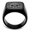 thumbnail image 3 of IP Black(Ion Plating) Stainless Steel Ring with No Stone for Men Biker Theme No Stone Stone Color Style TK2306 Size 12, 3 of 4