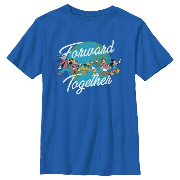 Boy's Mickey & Friends Forward Together Graphic Tee Royal Blue Large