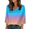 thumbnail image 3 of Bvxeep Women's Fashionable Casual Loose Summer 3/4 Sleevev-neck Gradient Printed Pullover Top, 3 of 6