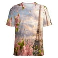 thumbnail image 5 of Blossoming Paris Eiffel Tower T Shirts Basic T-Shirt Short Sleeve Ladies Tee Shirt Summer Graphic Clothing, 5 of 6