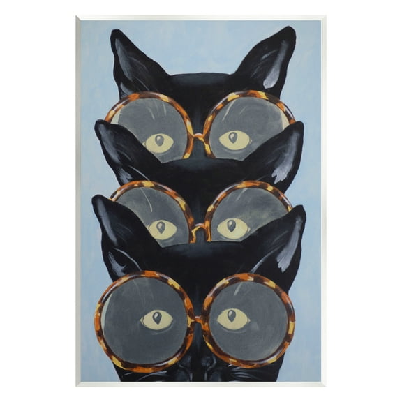 Stupell Industries Funny Black Cats In Glasses Animals & Insects Painting Unframed Art Print Wall Art