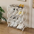 thumbnail image 2 of Shoe Rack,4-Tier Shoe Storage Organizer for Entryway and Closet,Holds 9-12 Pairs of Shoes,3 Fabric Shelves,Steel Frame,Industrial,Rustic White, 2 of 6