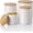 White, variant on Kitchen Canisters Ceramic Food Storage Jar Set, Stackable Containers with Airtight Seal Wooden Lid for Serving Ground Coffee, Tea, Herbs, Grains, Sugar, Salt - Set of 4 (Gray)
