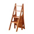 thumbnail image 1 of Luzkey Folding Step Ladder Chair Library Stairs Chair Flower Rack Ladder Stool Shelf Library Steps Bookshelf for Outdoor Bedroom Yard Brown, 1 of 8