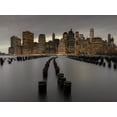 thumbnail image 2 of Frank, Assaf 24x19 Gold Ornate Wood Framed with Double Matting Museum Art Print Titled - Manhattan skyline with rows of groynes in East river, New York, 2 of 4