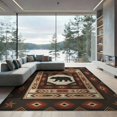 thumbnail image 2 of ODIKA 8'x10' Washable Area Rug Border Mens Decorations Reindeer Lone Cabin Southwestern Cowboy Playful for Dining Room, Large Office, Lounge, Non-Slip Chair-Friendly Mat, 2 of 7