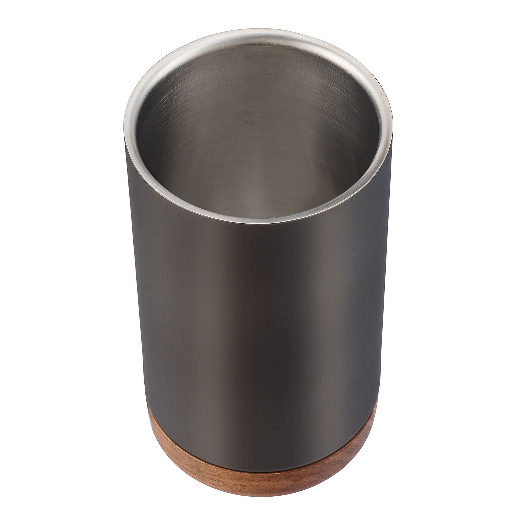 (2 pack) Better Homes & Gardens Double Walled Stainless Steel Wine Chiller with Acacia Wood base, Gun Metal