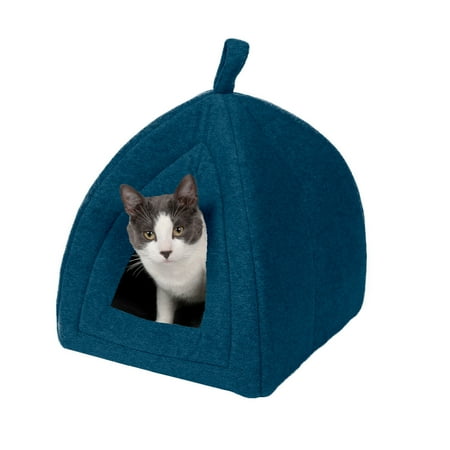 UPC: 0842229120998 | FurHaven Pet Products Fleece Tent Hooded Pet Bed for Cats & Small Dogs – Lagoon Blue