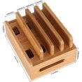 thumbnail image 5 of Organizador de cables para múltiples dispositivos de escritorio de madera de bambú y soporte para cargador de estación de carga para iPhone 14 13 12 11 Pro Max XS iPad Mini 4 5 Samsung OnePlus LG Smar, 5 of 5