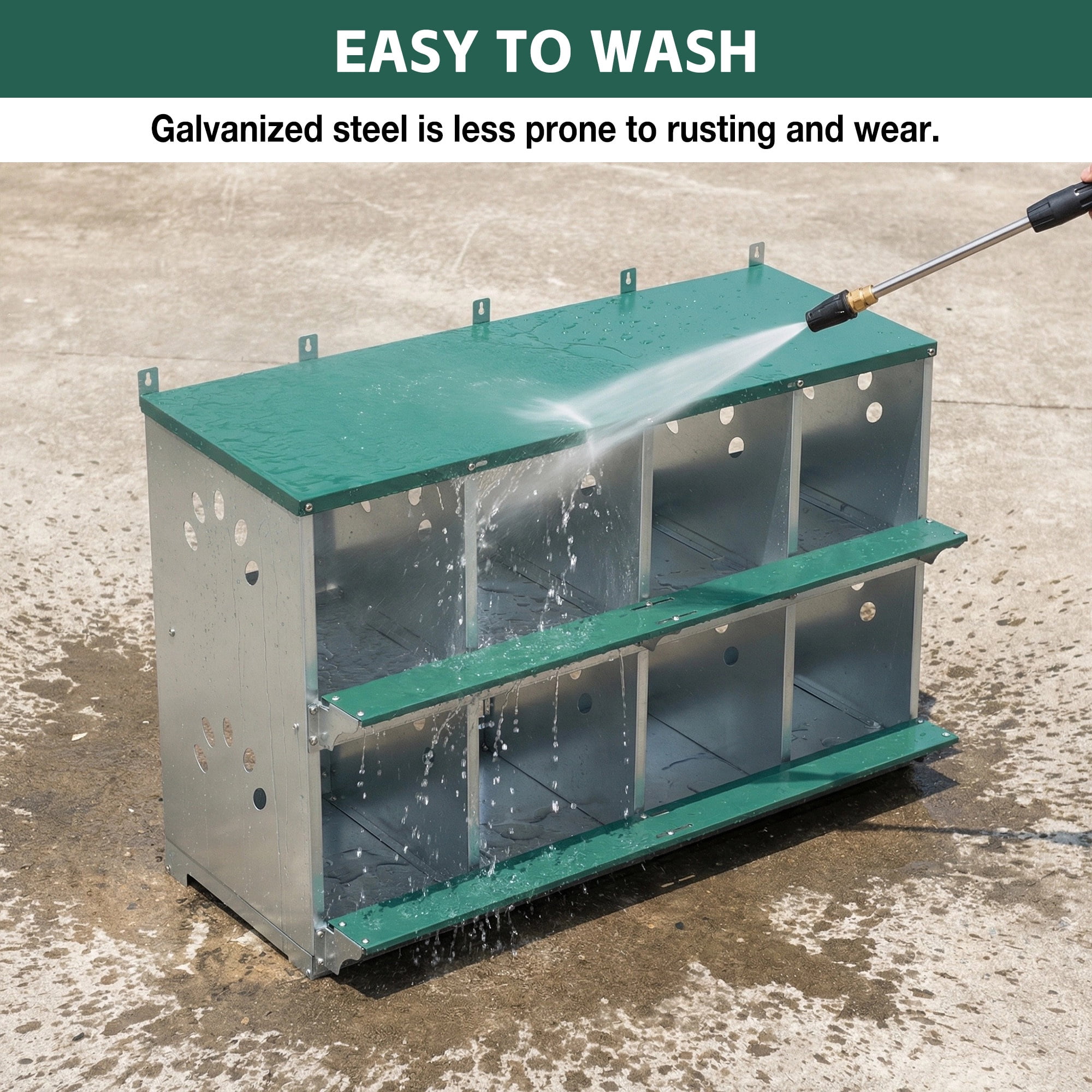Leumius Chicken Nesting Box, 8 Compartment Metal Nesting Boxes for Chicken,Galvanized steel Nesting Boxes for Hens